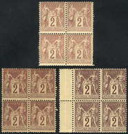 810 FRANCE: Yvert 85 + 85a, 1877/80 2c. Red-chestnut On Yellow (2 Different Shades) - Altri & Non Classificati