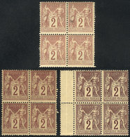 810 FRANCE: Yvert 85 + 85a, 1877/80 2c. Red-chestnut On Yellow (2 Different Shades) - Autres & Non Classés