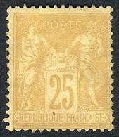 811 FRANCE: Yv.92, 1877/80 25c. Bistre On Yellow Paper, Mint With Gum, VF, Yvert Cat - Autres & Non Classés