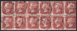 824 GREAT BRITAIN: Sc.33 (SG.43) Plate 165, Block Of 12 (HG-IL), Very Well Cancelled - Sonstige & Ohne Zuordnung