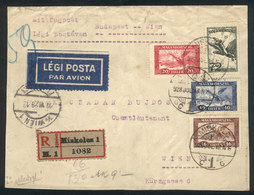 858 HUNGARY: 18/JUL/1928 Budapest - Wien Flight, Registered Cover, Nice Postage, Wit - Autres & Non Classés