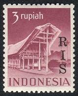 866 INDONESIA: Sc.355, 1950 3R. Violet-red Overprinted RIS, Mint Never Hinged, VF Qu - Indonesia