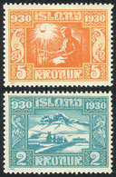 877 ICELAND: Sc.164/165, High Values Of The Set, Mint Lightly Hinged, VF Quality, Ca - Sonstige & Ohne Zuordnung