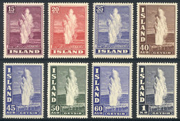 878 ICELAND: Sc.203/208B, 1938/47 Geiser, Complete Set Of 8 Unmounted Values, Excell - Otros & Sin Clasificación