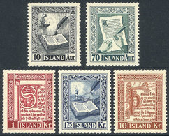 880 ICELAND: Sc.278/282, 1953 Manuscript Books, Complete Set Of 5 Unmounted Values, - Other & Unclassified