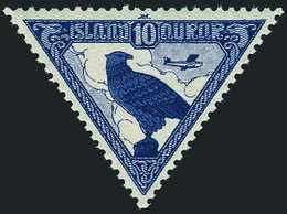 882 ICELAND: Sc.C3, 1930 Hawk And Airplane, Unmounted, Excellent Quality, Catalog Va - Other & Unclassified