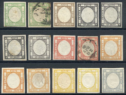 897 ITALY: Stockcard With Accumulation Of 15 Stamps Between Yv.10 And 17 (not Consec - Naples