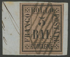 923 ITALY: Sc.6, 1859 5B. On Fragment, Well Cancelled, Very Fine Quality! - Romagna
