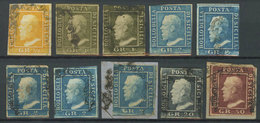 924 ITALY: Stockcard With 10 Examples Of The 1859 Issue, Including A Sc.13 Mint Orig - Sardegna