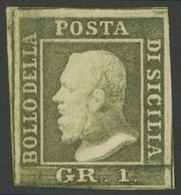 926 ITALY: Sc.12i, 1859 1Gr. Olive Green (Palermo Printing), Mint, Very Fresh And At - Sardaigne
