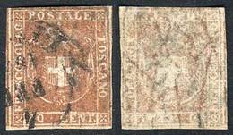 932 ITALY: Yv.22 (Sc.22, $2000), 1860 80c. Light Chestnut, Used, Good Example! - Toscane