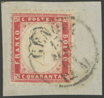 942 ITALY: Sc.20, 1862 40c. Rose-red, On Fragment With Cancel Of Genova, Very Fine Q - Non Classificati