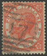 943 ITALY: Sc.33, 1863/77 2L. Vermilion, Used, Very Fine Quality! - Non Classificati