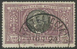 952 ITALY: Sc.170, 1923 5L. Manzoni, High Value Of The Set Used, Excellent Quality! - Unclassified