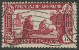 955 ITALY: Sc.263a, 1931 St. Anthony Of Padua 75., Perf 12, Used, VF Quality! - Sin Clasificación