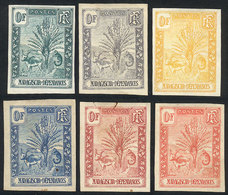 1017 MADAGASCAR: "Sc.63/77, 1903 Zebu, Lemur And Tree, 6 TRIAL COLOR PROOFS Of ""0F"" - Autres & Non Classés