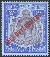 1022 MALTA: "Yv.77, 1922 2/ With ""CA"" Watermark, ""SELF-GOVERNMENT"" Overprint, Key - Malta