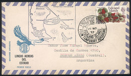 1025 FALKLAND ISLANDS/MALVINAS: 15/NO/1972 LADE First Airmail From The Temporary Aero - Islas Malvinas