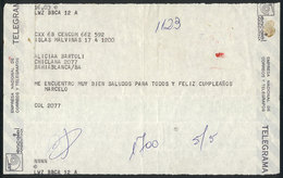 1028 FALKLAND ISLANDS/MALVINAS: "Telegram Sent From The War Front By An Argentine Sol - Falklandinseln