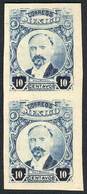 1034 MEXICO: Yv.395, 1917/22 10c. Blue, IMPERFORATE Vertical Pair, Fine Quality (the - México