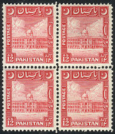 1059 PAKISTAN: Sc.54, 1949/53 12a. Red, MNH Block Of 4, VF Quality, Catalog Value US$ - Pakistan