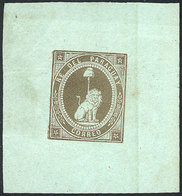 1065 PARAGUAY: Circa 1860, Lithographed Die, Un Real Olive On Bluish-green Paper (Lio - Paraguay