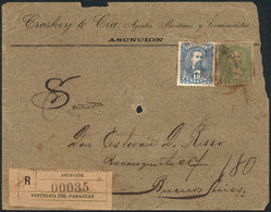 1083 PARAGUAY: Front Of A Registered Cover Franked With 40c., Sent To Buenos Aires On - Paraguay