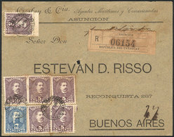 1091 PARAGUAY: Front Of A Registered Cover Franked With 40c., Sent From Asunción To B - Paraguay