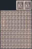 1100 PERU: Yvert 1, 1927 50c. Violet, First Printing, ONLY KNOWN COMPLETE SHEET, Mint - Perù