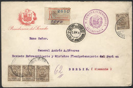 1104 PERU: Cover With Corner Card Of The Presidency Of The Senate, Sent By Registered - Perù