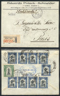 1116 PERU: 21/DE/1907 Lima - France, Registered Cover With Triple Rate (36c.) + 10c. - Perù