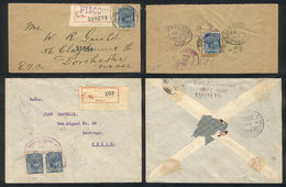 1128 PERU: 2 Covers Sent From Pisco To Chile And USA In 1928 And 1929 Franked With Th - Perú