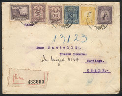 1130 PERU: MAY/1929 Pisco - Santiago De Chile, Registered Cover With Very Nice Multic - Perù
