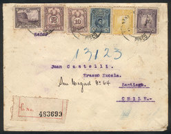 1130 PERU: MAY/1929 Pisco - Santiago De Chile, Registered Cover With Very Nice Multic - Pérou