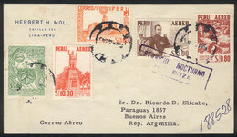 1138 PERU: Airmail Cover Front Sent From Lima To Argentina With Large Postage Of 22.4 - Perù