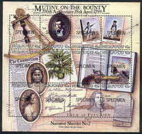 1146 PITCAIRN ISLANDS: Sheetlet Commemorating The Mutiny On The Bounty, With SPECIMEN - Pitcairn Islands