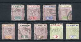 1168 SAINT VINCENT: Sc.62/70 (Yv.46/54), 1899 Complete Set Of 9 Used Values, Very Fin - St.Vincent (1979-...)