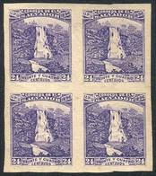 1169 EL SALVADOR: Yv.140A, 1896 24c. Atehausillas Waterfall, IMPERFORATE BLOCK OF 4 W - Salvador