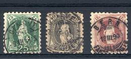 1188 SWITZERLAND: Sc.90 + 91 + 93, 1888 25c., 40c. And 1Fr. With PERFORATION 9½, Used - Other & Unclassified