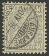 1196 SWITZERLAND: Sc.58, 1867/78 40c. Gray, Used, Excellent Quality! - Other & Unclassified