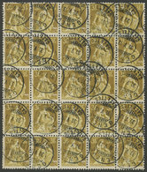 1198 SWITZERLAND: Sc.145, 1907/25 3Fr., Large Used Block Of 25 Examples, VF Quality! - Other & Unclassified