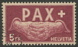 1200 SWITZERLAND: Sc.304, 1945 Pax 5Fr., Used, Very Good Example! - Sonstige & Ohne Zuordnung