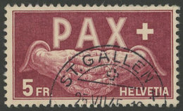 1201 SWITZERLAND: Sc.304, 1945 Pax 5Fr., Used, Good Example! - Otros & Sin Clasificación