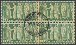 1203 SWITZERLAND: Sc.305, 1945 Pax 10Fr., Used Block Of 4, Very Fine Quality! - Altri & Non Classificati