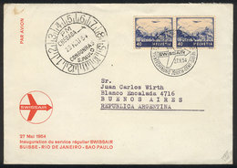 1205 SWITZERLAND: 28/MAY/1954 Swissair First Flight Zürich - Genf - Sao Paulo (Brazil - ...-1845 Préphilatélie