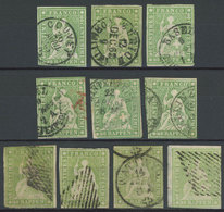 1214 SWITZERLAND: Sc.14 + Similar Values, 1854/1862 40Rp., Stockcard With 10 Used Exa - Other & Unclassified