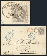 1222 TRIESTE: 13/JUL/1869 Trieste-France: Folded Cover Franked By Sc.32 (Mi.40), Supe - Altri & Non Classificati