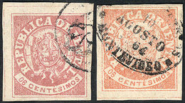 1244 URUGUAY: Sc.20, 1864 Escudito 6c. SALMON Color, Used In Montevideo On 10/AU/1864 - Uruguay