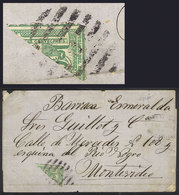 1254 URUGUAY: 20/DE/1872 San Jose - Montevideo: Yv.36a (10c. BISECT) On Folded Cover, - Uruguay