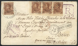 1282 VENEZUELA: 25/FE/1886 La Pascua - France: Cover Franked By Sc.76 (strip Of 3 + 1 - Venezuela